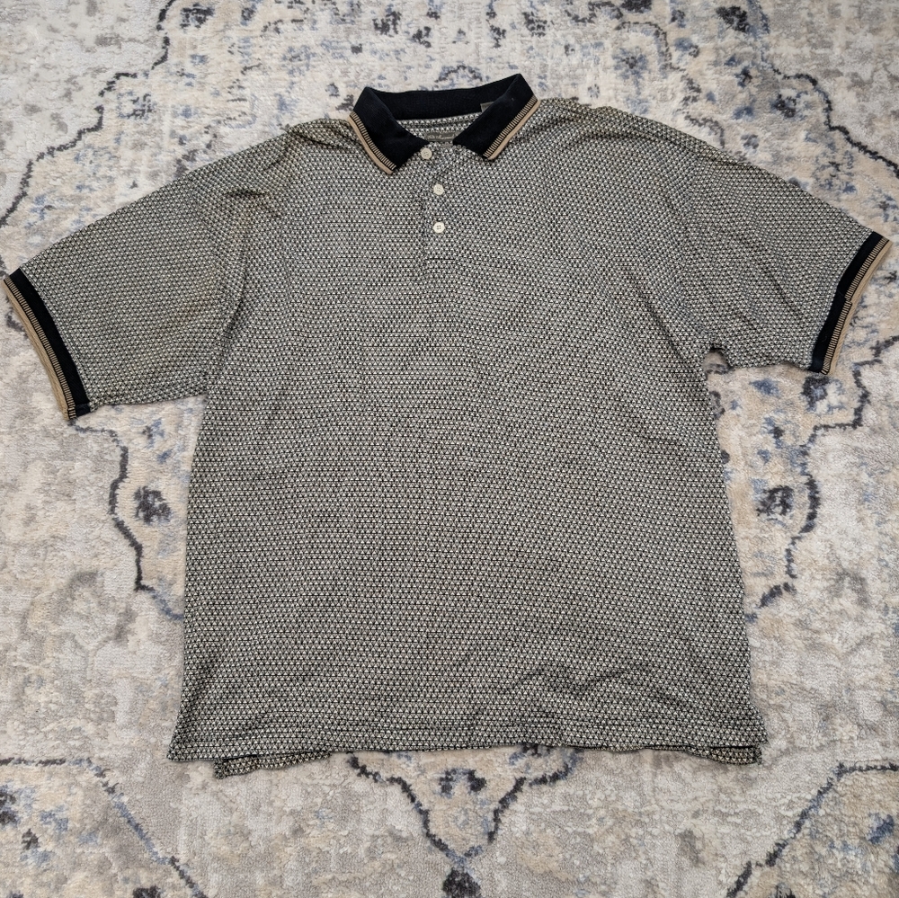 International Waters 90s Mens Geometric Knit Polo Shirt Men’s XL Made In USA